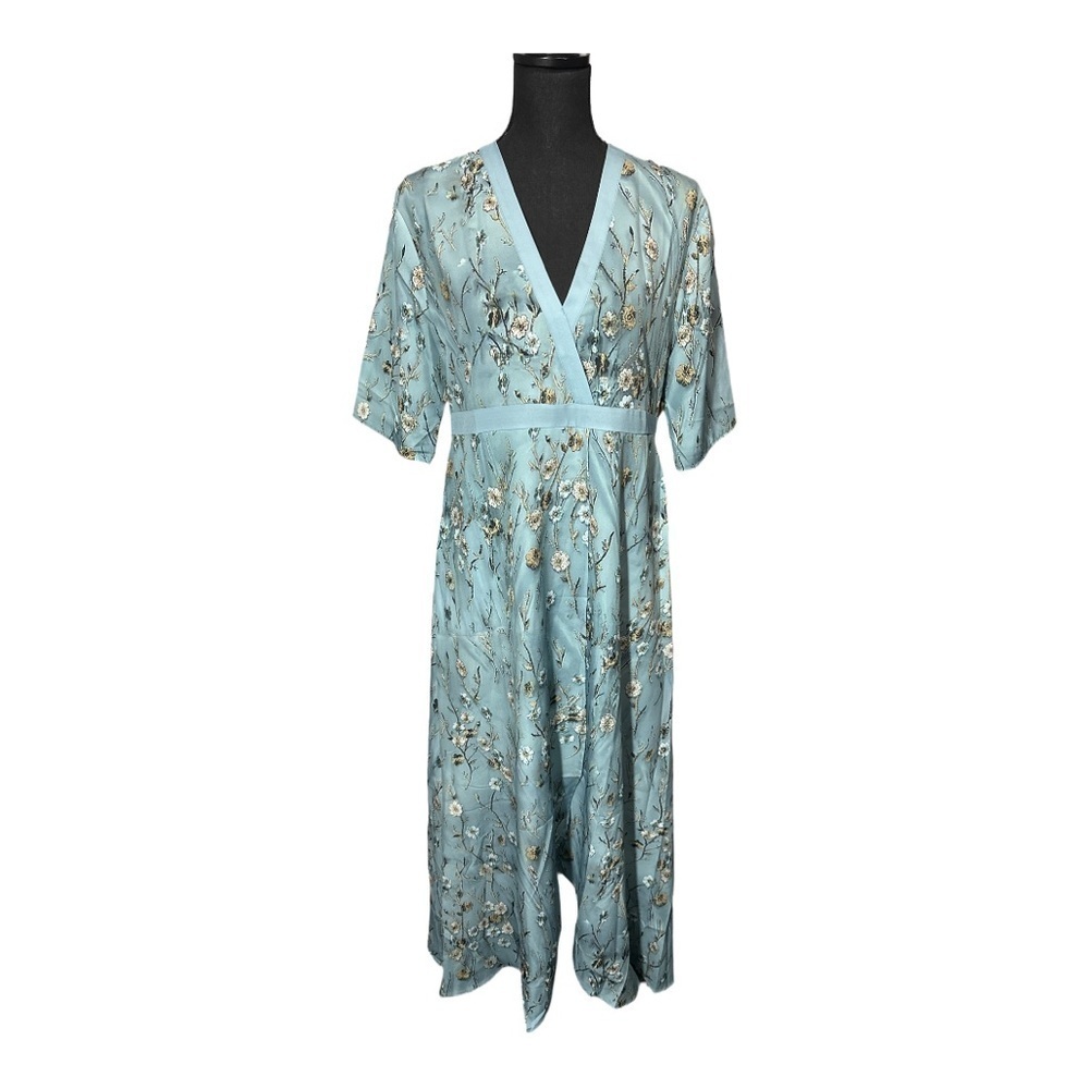 NWT Blue Women’s Dress with Floral Print Fairycore Cottagecore Boho Casual